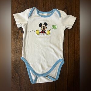 Disney Mickey Mouse White Bodysuit with Blue Trim